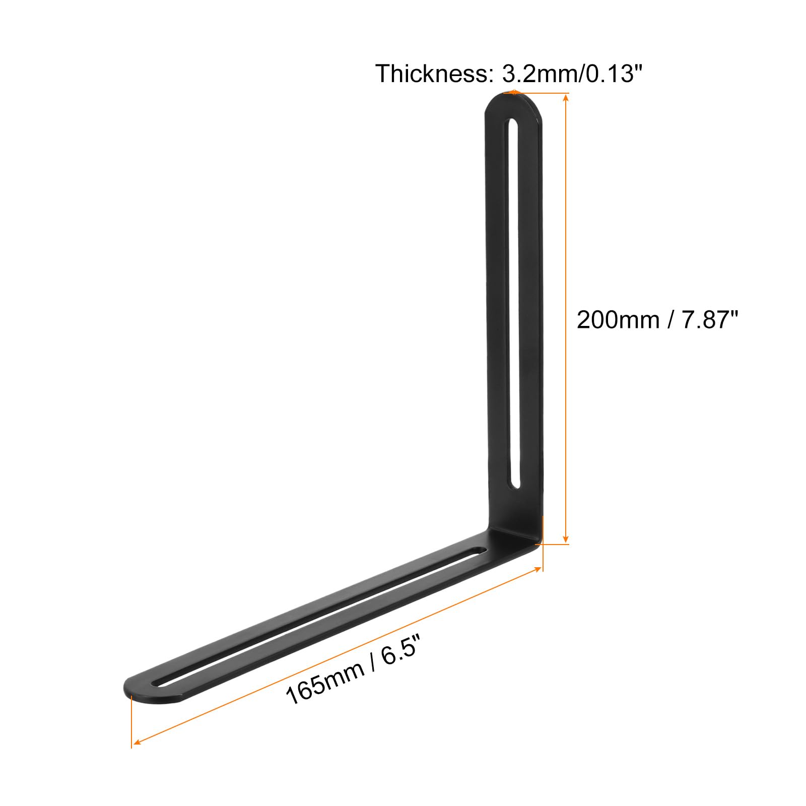 uxcell 6 staffe angolari regolabili a forma di L con fessura, 20 x 16,5 cm, in acciaio inossidabile, con scanalatura, ad angolo retto, con viti, per mobili in legno, nero