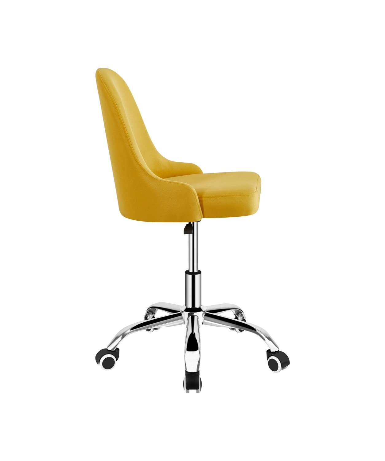 Brigros WeHome - Sedia Scrivania Modello ABBY, Sedia Poltroncina in Lino, Sedia Ufficio Girevole, Base Cromata E 5 Ruote, Sedia Da Scrivania Per Cameretta, Ufficio, Studio, Arredo Casa (Yellow, ABBY)