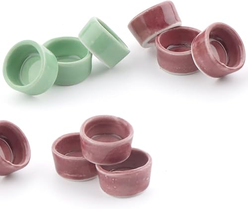 9 Pcs Tarantula Water Bowl Ceramic Mini Dish for Spider Tarantula Hermit Crab Terrarium Breeding Feeders (Colors May Vary)