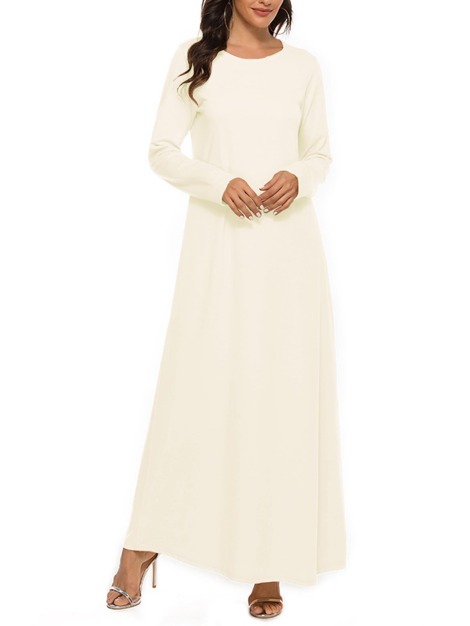 iEFiELWomens Muslim Abayas Maxi Dress One Piece Long Sleeve Islamic Prayer Dresses Robe Arabian Kaftan