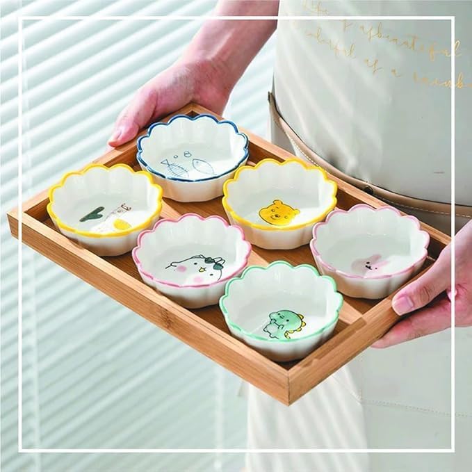 Netram Store Ceramic Sauce Dish Dipping Bowls Mini Seasoning Side Pot Set for Snack Sushi Dip Serving Style Accessories (Size : 8.8cm_ Bear Pack of 4) 1
