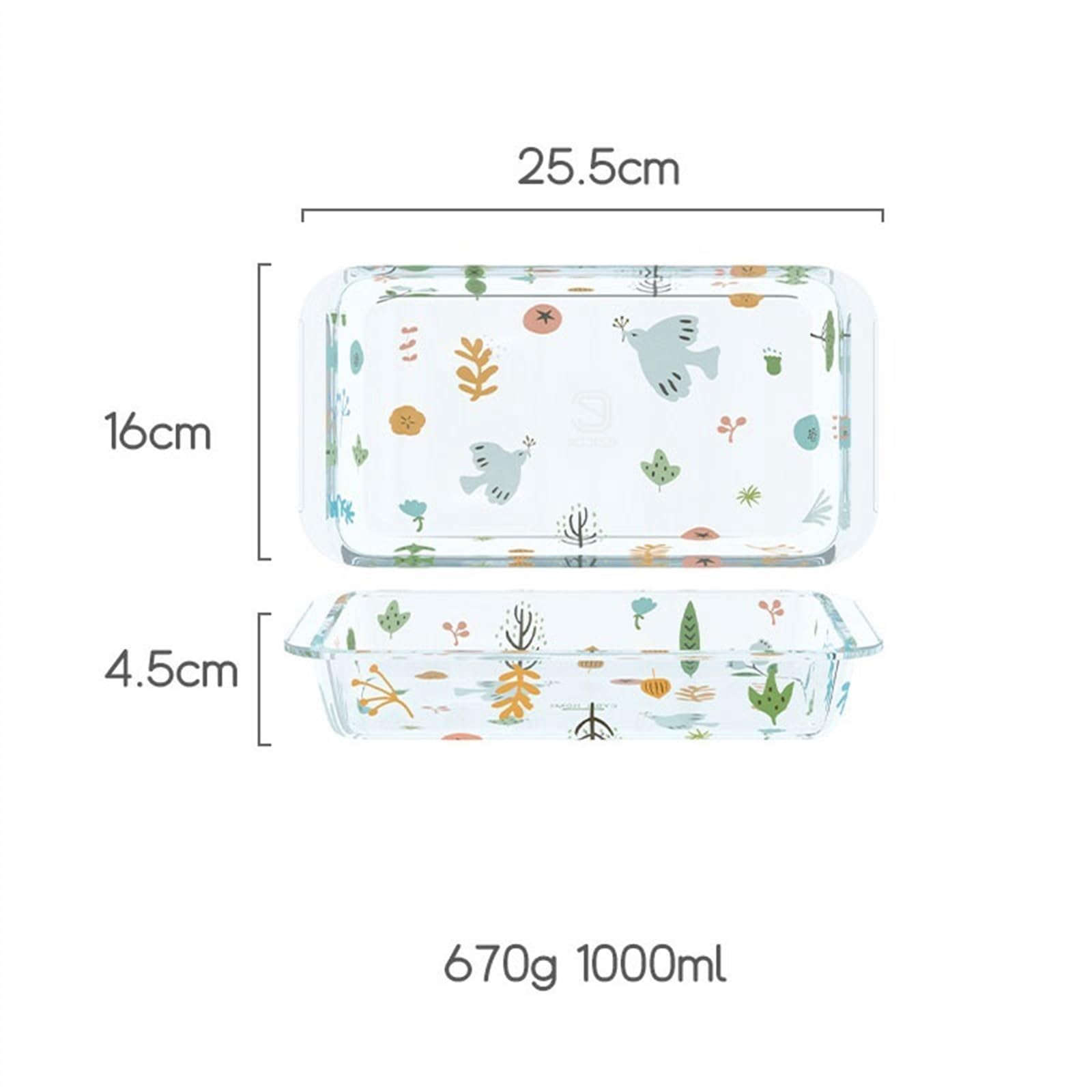 Teglie per Lasagne, Teglia da Forno in Vetro borosilicato ad Alta Resistenza con Doppio Manico 700/1000/1400 ml(1000ml)