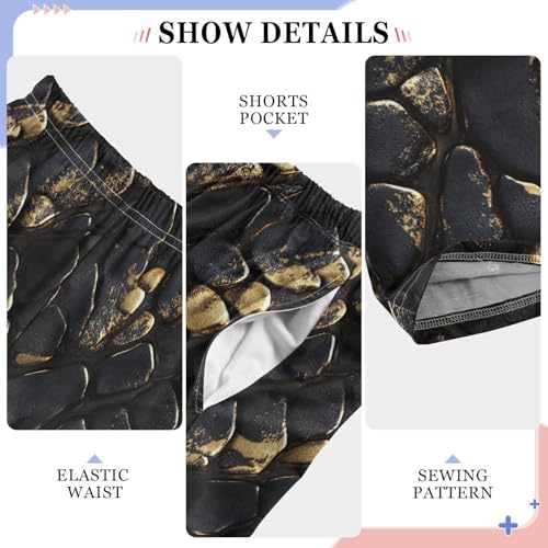 Boys' Pants Black Gold Snakeskin Texture Long Bottoms Jogger Pants Elastic Waist Trousers with Pockets S-XL4