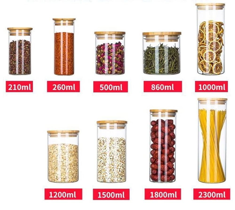 Amazon｜ガラス保存容器ガラス瓶セット500ml 4のスパイス瓶竹の