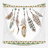 EHOMERY Tapiz para Cama Tapices Tela Naturaleza Vistoso Decoración Plumas Hippies Cabeceros para Sala Estar del Dormitorio 130X150Cm