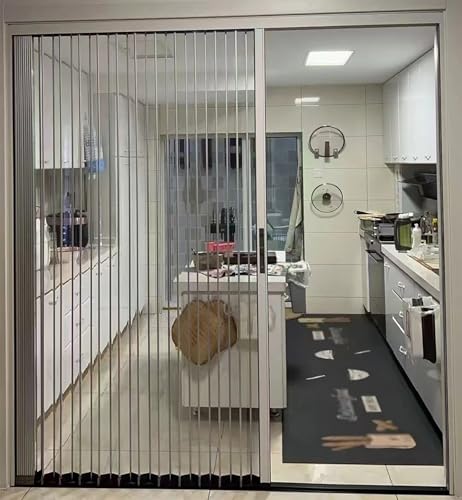 Porta A Soffietto Porte A Libro Porte pieghevoli interne su misura, porta divisoria trasparente in vetro acrilico per cucine/balconi/bagni/sala da pranzo, cancello retrattile plissettato alto(90x210cm