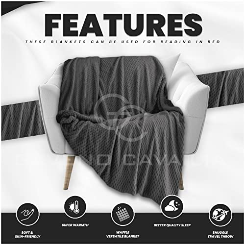 GC GAVENO CAVAILIA Waffle Popcorn Double Throw - Soft Honeycomb Textured Blanket for Sofa and Bed, Charcoal, 150 x 200 Cm - Image 3