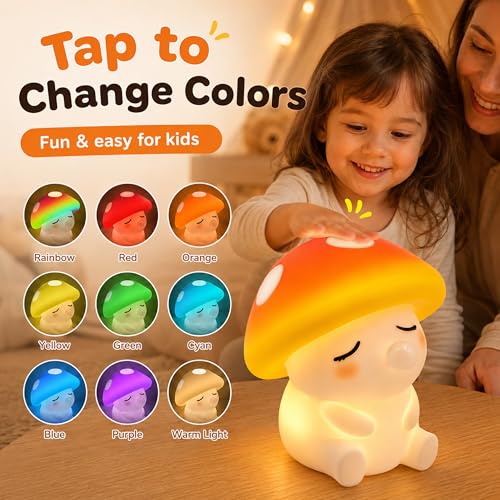 Lámpara de mesa de noche setas colorida recargable por USB miniatura 2