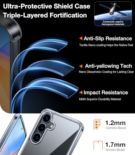 Image of TORRAS Guardian Shockproof for Samsung Galaxy S25 Plus Case, [Non-Yellowing] [12FT Military-Grade Protection] Transparent Slim Case for Samsung S25 Plus Case, Diamond Clear, Hard, 6.7''