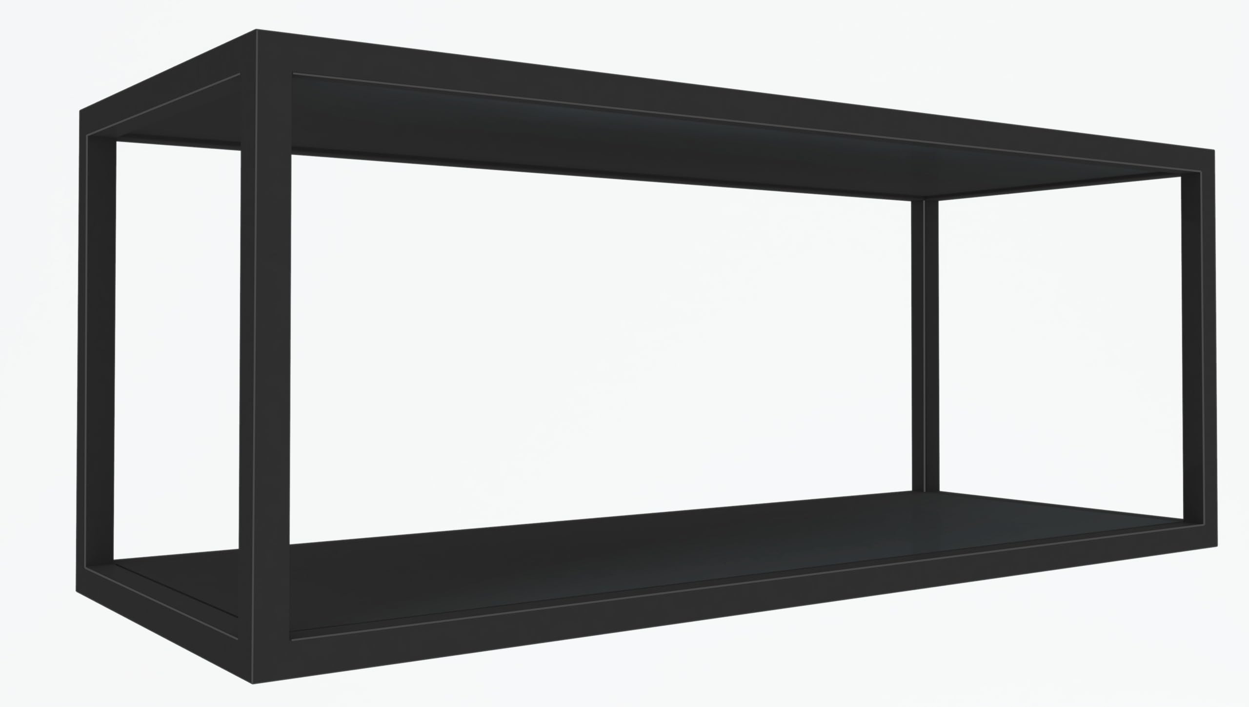 Modernes hängendes Metallregal im Industriestil - Kubusregal mit 2 stabilen Laminatböden - ideal für Wohnzimmer, Büro oder Küche - einfach zu montieren - praktisch und dekorativ (Schwarz, 90 cm)