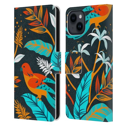 Étui portefeuille iPhone 15 Haroulita Orange Bleu | Protection cuir stylée