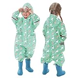 Kids Rain Wear Toddler Rain Coat for Baby Girl Rain Poncho One Piece Rain Suit Dinosaur MediumAquamarine XL 7-9 Years