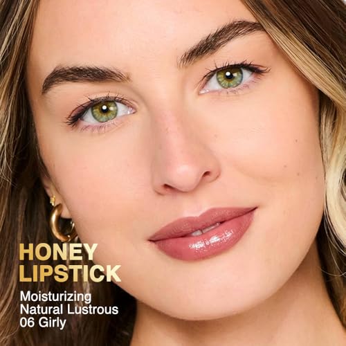 Image of evpct Girly Pink Honey Lipstick Moisturizing Tinted Lip Balm for Old Women | Hydrating Formula Tinted Lip Oil Stick, Sheer Lightweight Softening, Shine Glowy Lipgloss Lips Color Tint Stain, Cruelty-Free