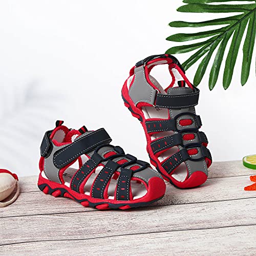 Boys Sandals Shoes Children Beach Summer Closed Toe Sandals Girl Boy Shoes Kids Baby Shoes (Red, 2.5 Big kid)2