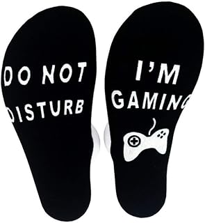 Funny Socks Do Not Disturb I'm Gaming Novelty Great Gift Birthday Present for Teen Boys Men Unisex Gamer Lovers