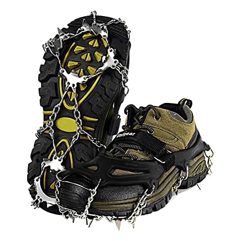 Unigear Ice Traction Cleats Ice Snow Grips Crampons with 18 Shoe Spikes for Walking, Jogging, Climbing and Hiking, L Cover