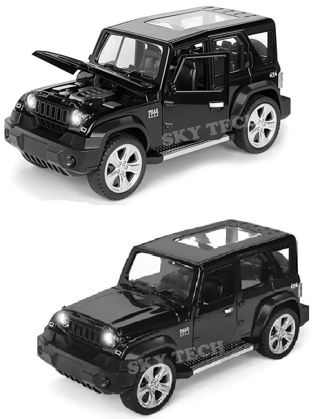 Image of Mahindra Thar Roxx Jeep SUV Car 1:28 Scale Model Car Exclusive Alloy Metal Pull Back Die-cast Diecast Metal Pullback Toy Openable Doors & Light Music Best Gifts Kids【Colors as Per Stock 】