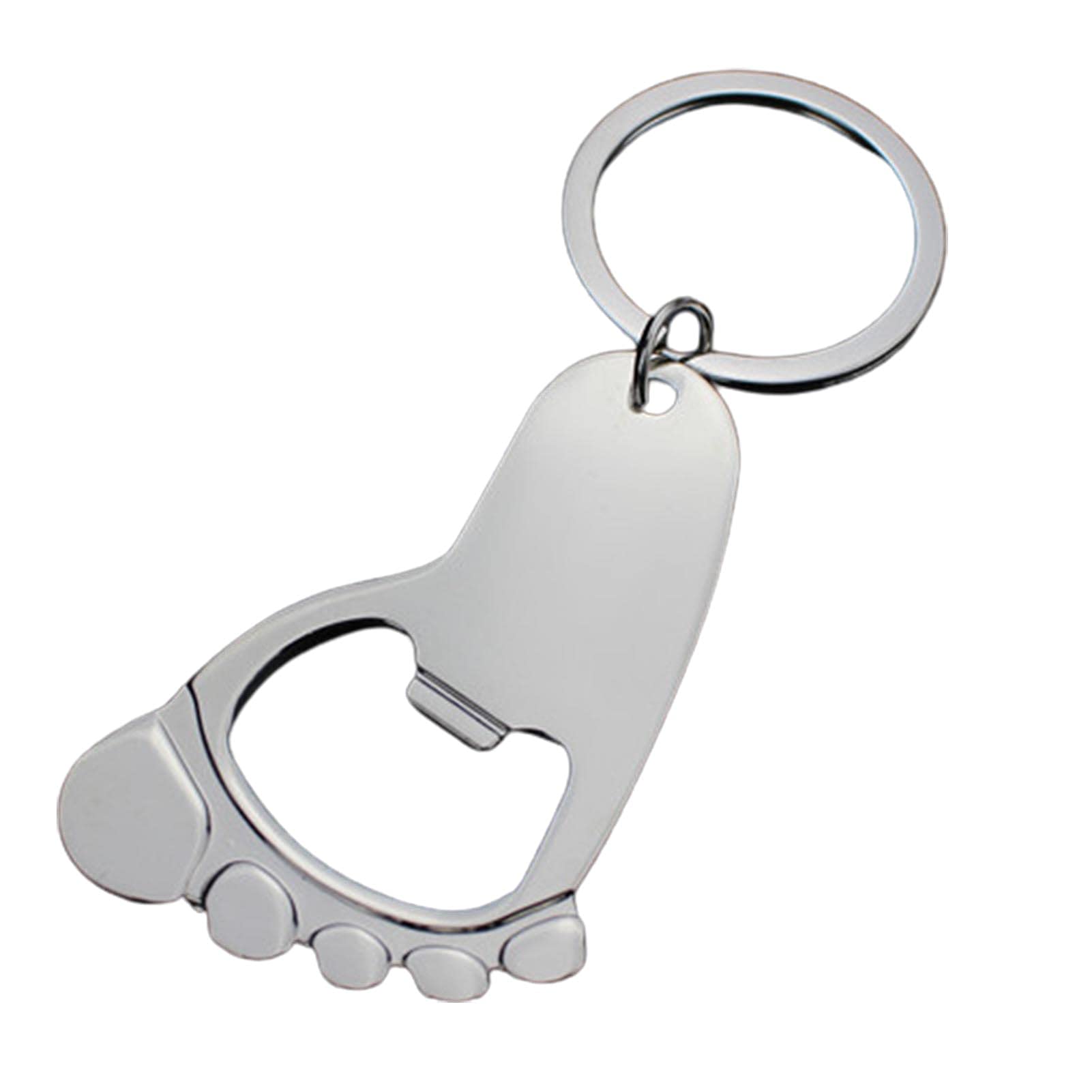 ZTGD Beer Opener Multifunctional Practical Stainless Steel Anti-scratch Footprint Shape Keychain Ring Holder for Home,Best Gift for Christmas Father's Day Valentine's Day Silver