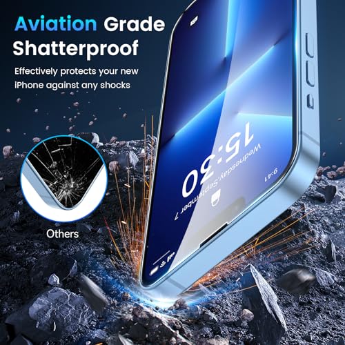 Image of Fotbor for [3+3 Pack] iPhone 13 Pro Max Screen Protector with Camera Lens Protector, 9H Tempered Glass Case Friendly Film with Easy Installation Kit 6.7''
