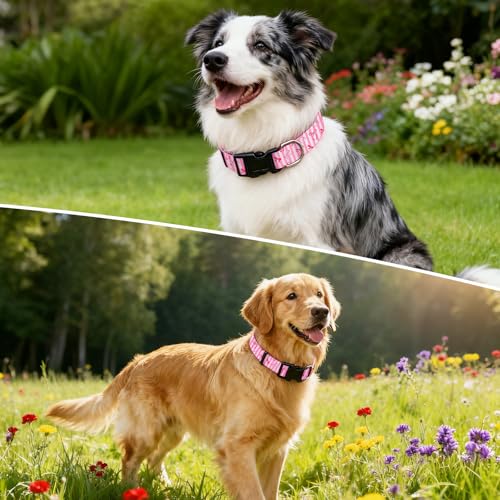 Dog-Collar-Cute-Style-Soft-Comfortable-Durable-Pet-Collar-for-Female-Dogs-Adjustable-Collar-with-Quick-Release-Buckle-for-Small-Medium-Large-Dogs-Puppy-GirlRainbow-LeopardS