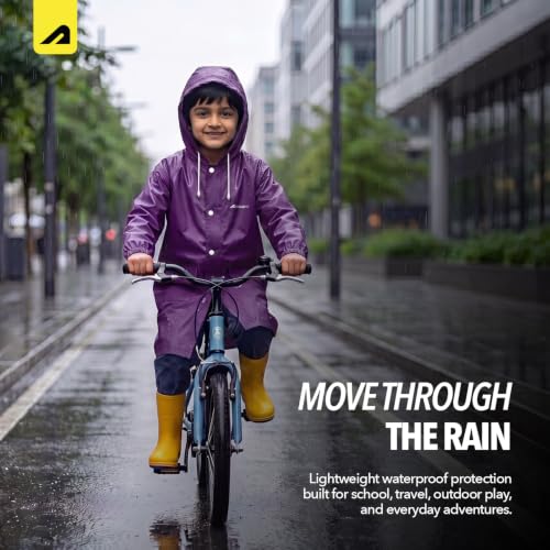 Image of Boldfit Unisex Kids Long Raincoat with Bag Slot for Boys & Girls Polyester Waterproof Jacket