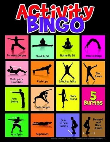 Learning Zonexpress Physical Activity Bingo Game - All Ages