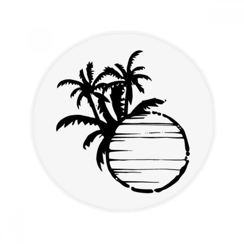 Tapis de sol rond silhouette palmier noir antidérapant pour salon et cuisine 80 cm