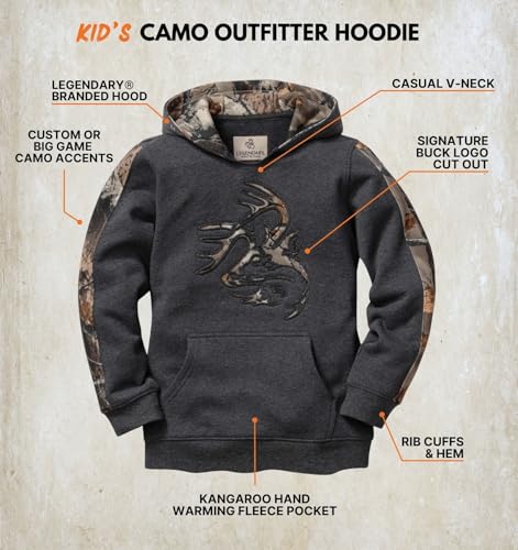 Image of Legendary Whitetails Kids' Pullover Hoodie Camo Sweatshirt Comfy V-neck Design