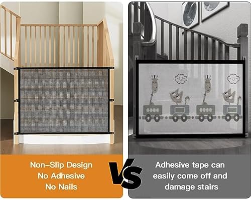 Dog Pet Mesh Gate Stairs — top-down angle highlighting key features