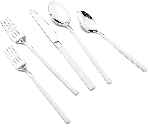 JASHII Juego de cubiertos de 5 piezas, cubiertos de acero inoxidable 1810 para 1, regalo resistente, utensilios de cocina, espejo pulido, apto para