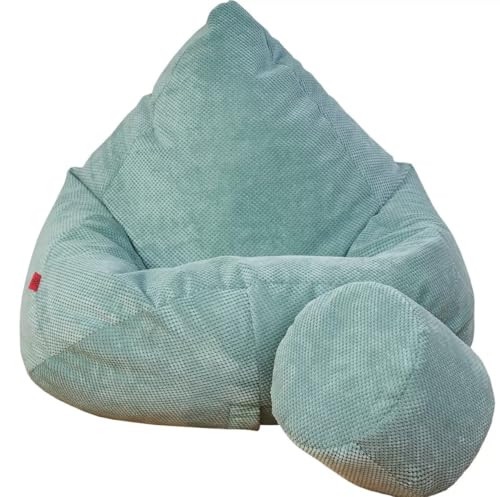 Puff Salon con Reposapiés Menta 80x80x110 cm   Puff con Relleno Incluido para Interiores   Bean Bag XXL de Terciopelo para Adultos y Niños   Decoracion Habitacion para Salón y Dormitorio