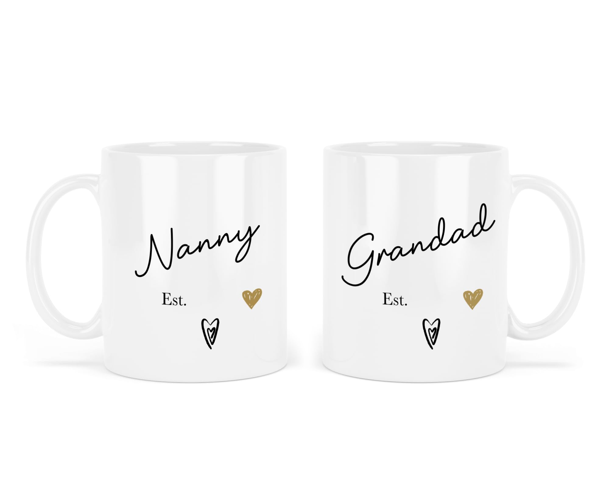 UNIQUEPGIFTS Personalised Nanny & Grandad Mug Set – Nan and Granddad Gifts from Grandchildren, Grandparents Mug Set Keepsake, Birthday or Christmas Gift, 11oz White Ceramic Mugs (Any Year)
