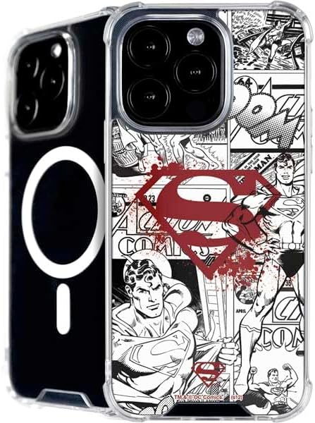 Skinit Phone Case Compatible with MagSafe iPhone 16 Pro - Officially Licensed DC Comics Superman Comic Pattern Logo in Red Design