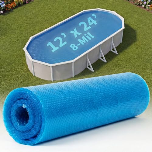 Blue Wave 12x24-ft Oval Solar Pool Cover 8-Mil Blue Solar Cover for Above Ground Pool Thermal Bubble Blanket for Heat Retention & Reduced Evaporation