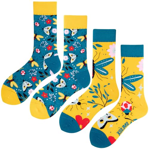 Image of 2 Pairs Cartoon Animal Crew Socks Fun Cotton Mid Calf Socks for Women