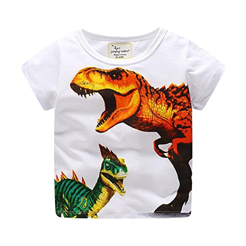 Clearance Sale Toddler Kids Baby Boys Clothes Cute Cartoon Short Sleeve Dinosaur Print T-Shirt Tops Blouse (Orange, 4T)