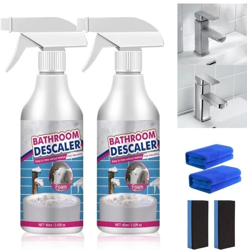 Roying Stubborn Stains Cleaner Bathroom Descaler Cleaner Bathroom Descaler Foam Cleaner Multipurpose Bathroom Foam Cleaner Powerful Descaling Cleaning Agent for Bathtub Glass 2 Pcs