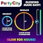 Party City 100 Glow Sticks Bulk Party Pack 8”– Neon Glow in the Dark Party Supplies, Glowsticks with Connectors Bracelets & Necklaces, Light Up Favors for Kids, Adults, Birthdays, Parties, Decorations - Image 3