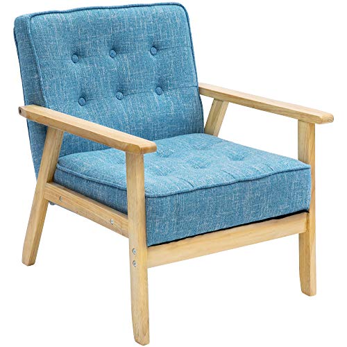 ソファ カウチ ソファー 1人掛け 天然木脚 幅65cm 一人暮らし ファブリック素材 生地 ライトブルー 170AAA