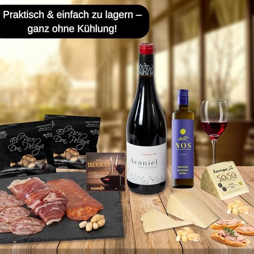 UNIVERSO GOURMET | Exklusive Gourmet-Geschenkbox | Rotwein g.U. Ribera del Duero | Natives Olivenöl Extra | Iberische Bellota-Wurstspezialitäten | Ibérico-Schinken & Schafskäse | Präsentkorb