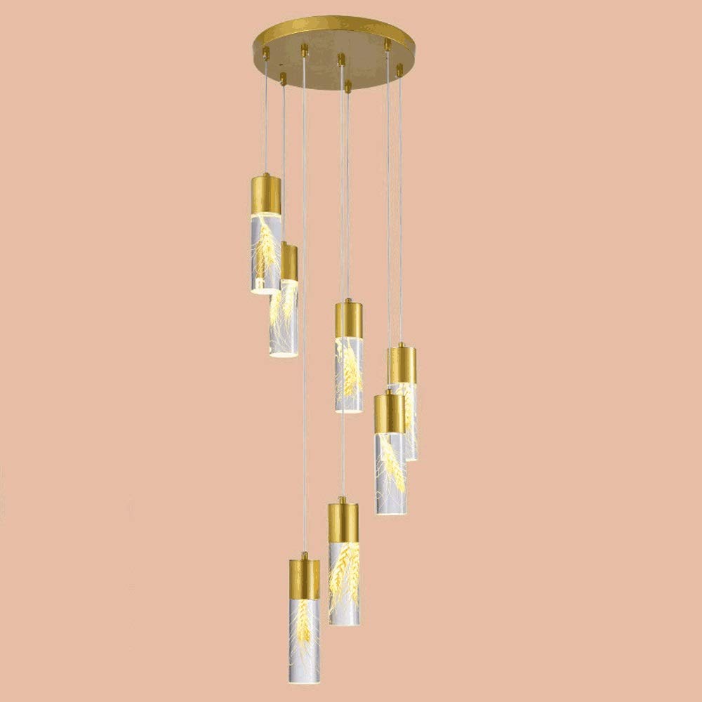 SXECAEPS Modern creative chandelier New Nordic Creative Atmosphere Wheat Ear Stair Long Led Villa Duplex Building Rotating Staircase (Size : 7-Lights)