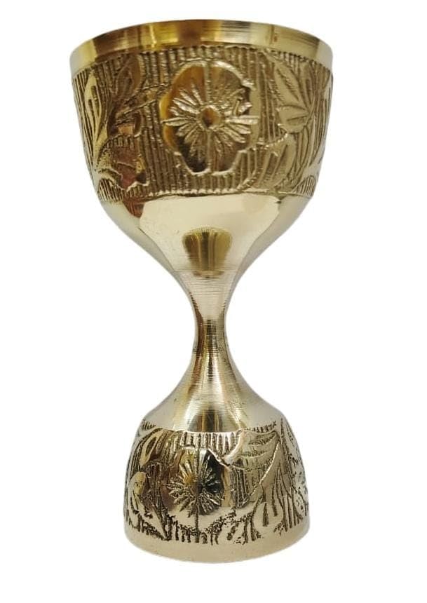 Bona Fide Brass peg Measure 30/60 ml Jigger, peg Measure - Jigger,Brass Measuring Tool Double Side peetal Measuring Cup,Embossed Design