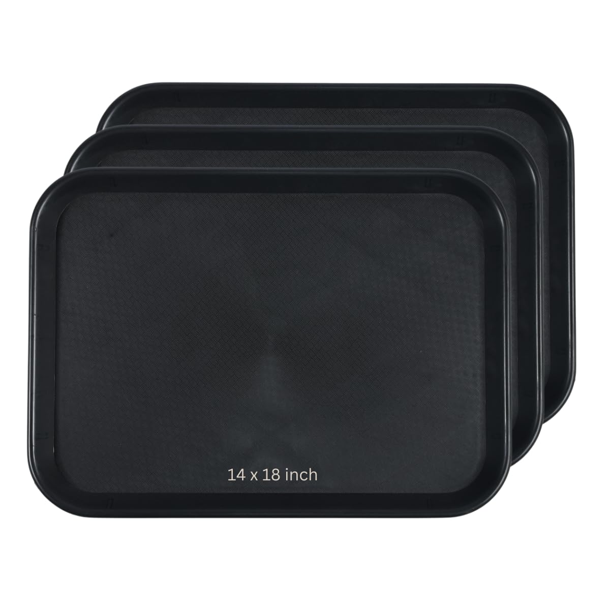 FP Large Plastic Serving Tray Set, Black, 14x18 inch, Pack of 3, Food Transport Tray for Hotel, Restaurant and Cafeteria 35.5x45.72 Centimeter-image-11