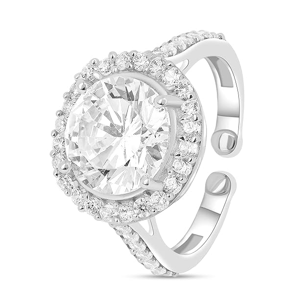 Image of ROOVI Pure 925 Sterling Silver AD Ring I Indian Ring Size-14 I Gifts for Girlfriend I Gifts for Women & Girls| With Certificate of Authenticity and 925 Stamp