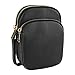 Linkidea Women Triple Zip Crossbody Bag, Small Cell Phone Purse for Ladies Teen Girls, Soft Vegan Leather Wallet Shoulder Handbag with Adjustable Strap, Black