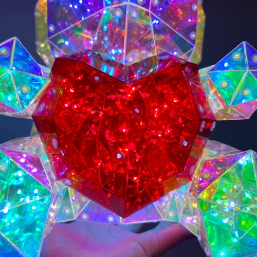 Ellington Gifts 2023 Valentine's Gift Glowing Illuminated Bear | Pvc Hologram Beautiful Rainbow Led Night Light Table Lamp Decoration | Unique Gift For Girlfriend Lover Birthday (Bear + Red Heart) #TOP4