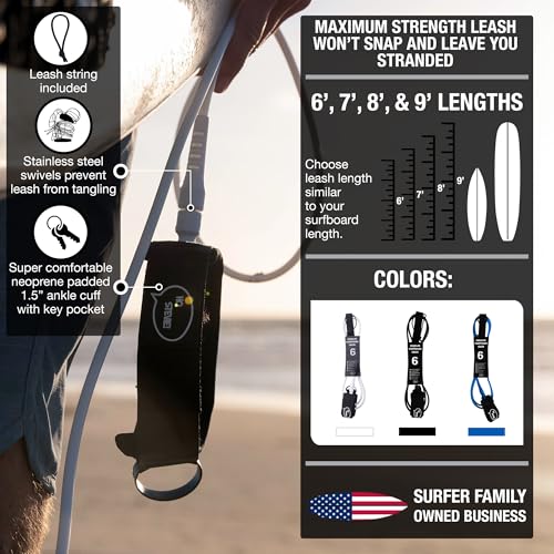 image for Ho Stevie! Premium Surf Leash - No Tangles, No Lost Surfboard - Hi-Str