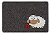 Produktbild Bavaria Home Style Collection  Waschbare und rutschfeste Fußmatte | 40 x 60 cm | Farbe: Dunkel Grau | Motiv: Schaf mit Blume