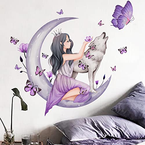 Vinilos decorativos patrón Princesa Luna y Lobo para habitación miniatura 6