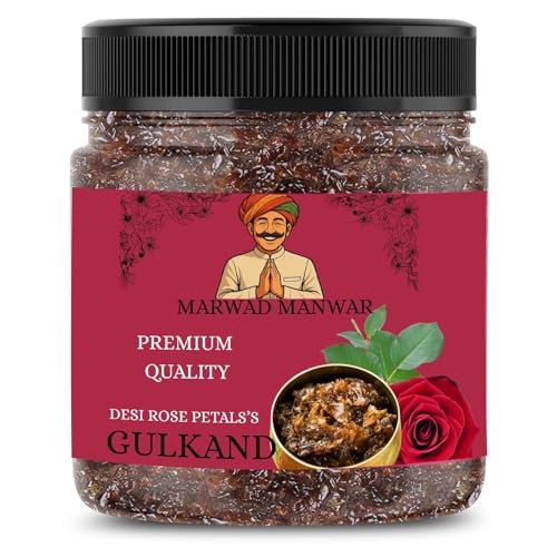 MARWAD MANWAR Natural Gulkand | Rose Petal Jam Made Without Refined Sugar | Sweetened with Raw Honey & Mishri | Natural & Traditional Preserve | Desi Gulab Gulkand (1000gm)